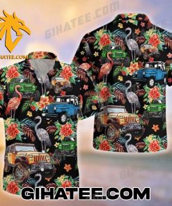 Flamingo Driver Jeep Hawaiian Shirts And Shorts Matching