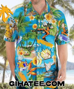 Funny Dragon Ball Rick And Morty Surfing Hawaiian Shirt And Shorts Set