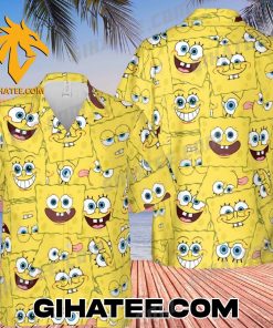 Funny Spongebob Face Pattern Short-Sleeve Hawaiian Shirts