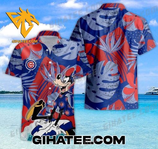 Goofy Tropical Forest Chicago Cubs Hawaiian Shirt Set