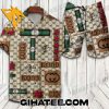 Gucci Logo Pattern Bee Rose Hawaiian Shirt And Shorts