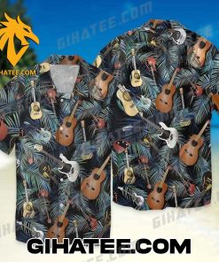 Guitar Pattern Coconut Palm Leaves Hawaiian Shirt And Shorts