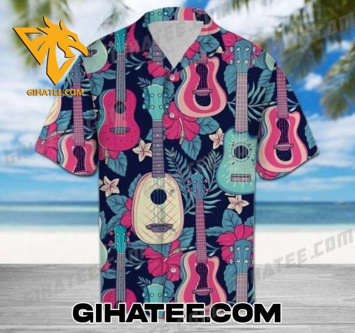 Guitar Tropical Forest Hibiscus Hawaiian Shirt And Shorts