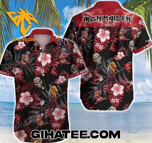 Iron Maiden Hibiscus Tropical Flower Hawaiian Shirt And Shorts Set