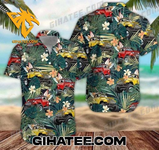 Jeep Car Tropical Forest Hawaiian Shirt Shorts