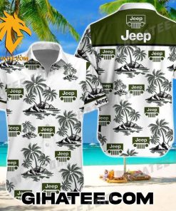 Jeep Logo Pattern Coconut Island Hawaiian Shirt And Shorts Set