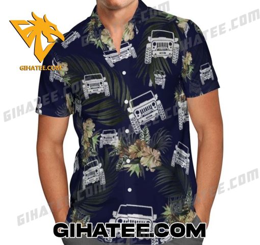 Jeep Palm Leaves Hawaiian Shirt Set