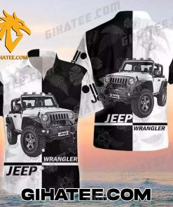 Jeep Wrangler Hawaiian Shirt And Beach Shorts Black And White Color