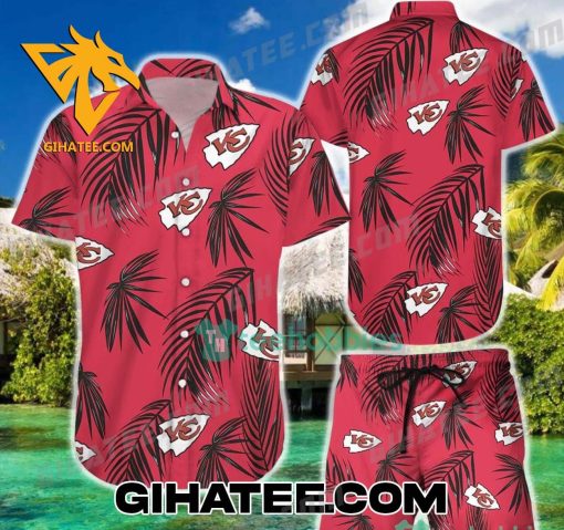 Kansas City Chiefs Logo Palm Leaves Hawaiian Shirt And Shorts