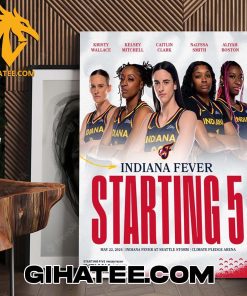 Kristy Wallace And Kelsey Mitchell And Caitlin Clark And Nalyssa Smith And Aliyah Boston Indiana Fever Starting 5 Poster Canvas