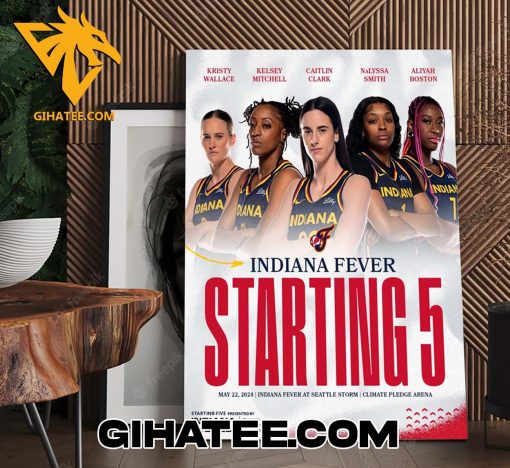 Kristy Wallace And Kelsey Mitchell And Caitlin Clark And Nalyssa Smith And Aliyah Boston Indiana Fever Starting 5 Poster Canvas