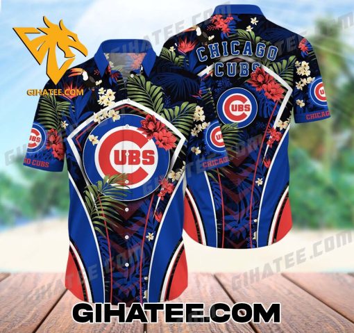 MLB Chicago Cubs Cubbie Coral Hawaiian Shirt And Shorts Set