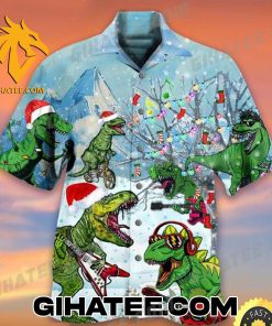 Merry Christmas Dinosaur Short-Sleeve Hawaiian Shirts