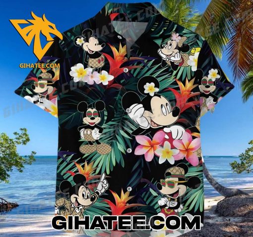 Mickey Mouse And Minnie Mouse Gucci Lost In The Forest Hawaiian Shirt And Shorts Set