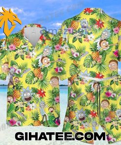 Morty Smith Rick Sanchez Tropical Pineapple Rick And Morty Hawaiian Shirt And Shorts Combo