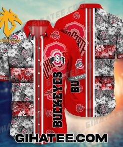 NCAA Ohio State Buckeyes Flower Cheap Hawaiian Shirt Set