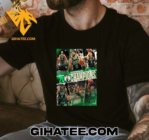 Official Boston Celtics Unsigned 2024 Eastern Conference Champions Stylized Photo T-Shirt