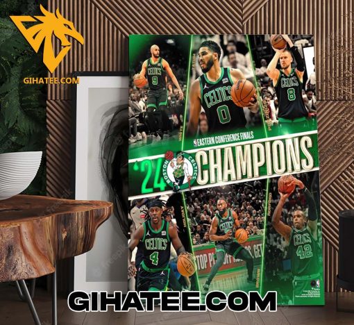 Official Boston Celtics Unsigned 2024 Eastern Conference Champions Stylized Poster Canvas