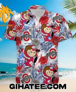 Ohio State Buckeyes Tropical Floral Hawaiian Shirt And Shorts Set