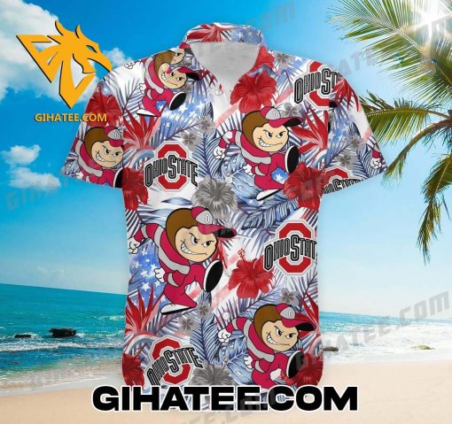 Ohio State Buckeyes Tropical Floral Hawaiian Shirt And Shorts Set