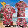 Ohio State Logo Pattern Palm Leaves Hawaiian Shirt And Shorts