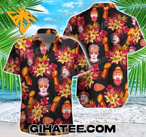 Patrick Mahomes Travis Kelce And Andy Reid Kansas City Chiefs Hawaiian Shirt And Shorts Set