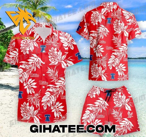 Philadelphia Phillies Logo Tropical Forest Leaf Hawaiian Shirt And Shorts