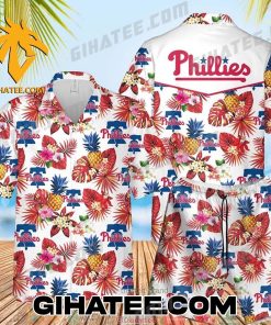 Philadelphia Phillies Tropical Forest Pineapple Hawaiian Shirt And Shorts Set