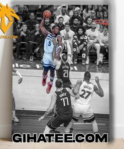 Quality Anthony Edwards Iconic Poster Dunk Moment Over Daniel Gafford Destroy The Rim Of Mavs In Game 3 Western Coference Final NBA Playoffs 23-24 Poster Canvas