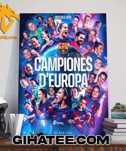 Quality FC Barca Women Europe Champions Campiones D’Europa Movem El Mon 23-24 Poster Canvas