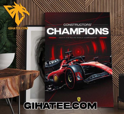 Quality Ferrari F1 Racing Team The Constructors Champions 2024 F1 Sim Racing World Championship Poster Canvas