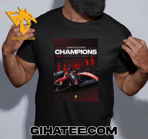 Quality Ferrari F1 Racing Team The Constructors Champions 2024 F1 Sim Racing World Championship T-Shirt