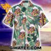 Quality Iron Maiden Art Tropical Green Coconut Leaf Pattern Short-Sleeve Hawaiian Shirts