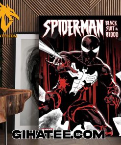 Quality Marvel Comics Announces Spider-Man Black Suit And Blood A New Addition To Their Line Of Black White And Blood Anthologies Poster Canvas