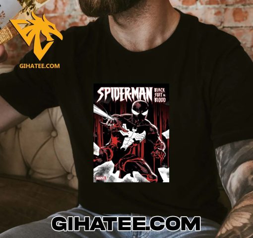 Quality Marvel Comics Announces Spider-Man Black Suit And Blood A New Addition To Their Line Of Black White And Blood Anthologies T-Shirt