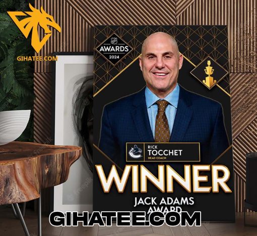 Quality Rick Tocchet Of The Vancouver Canucks Is This Year’s Jack Adams Award Winner For Coach Of The Year Poster Canvas