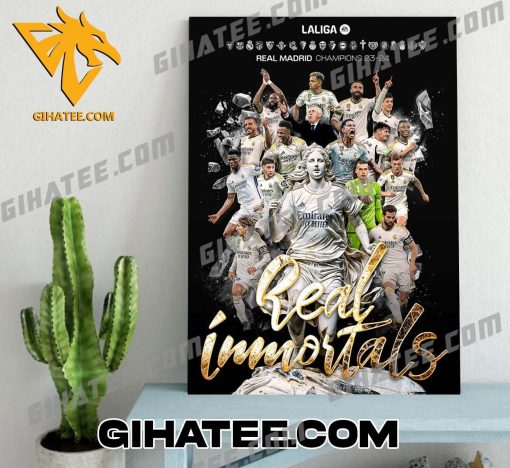 Real Madrid FC La Liga Easports 2024 Champions Poster Canvas