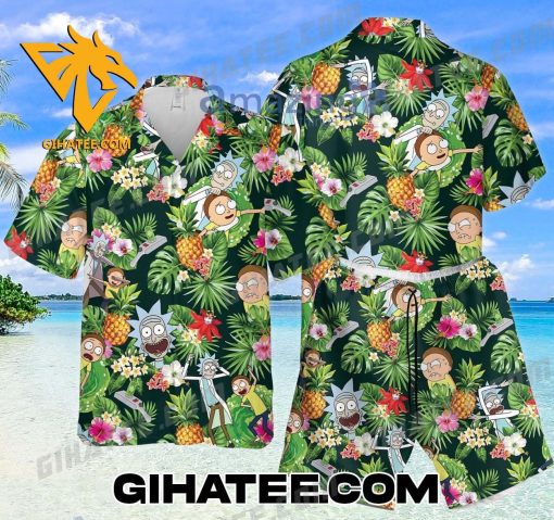 Rick And Morty Tropical Pineapple Summer Hawaiian Shirt Shorts