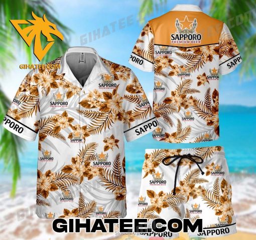 Sapporo Premium Beer Tropical Forest Hawaiian Shirt And Shorts Set