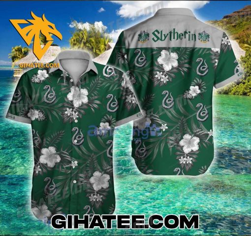 Slytherin Logo Palm Leaves Harry Potter Hawaiian Shirt And Beach Shorts