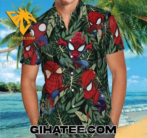 Spider-Man Cartoon Tropical Forests Hawaiian Shirt And Shorts Set