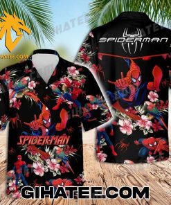 Spiderman Hibiscus Flower Aloha Hawaiian Shirt Set
