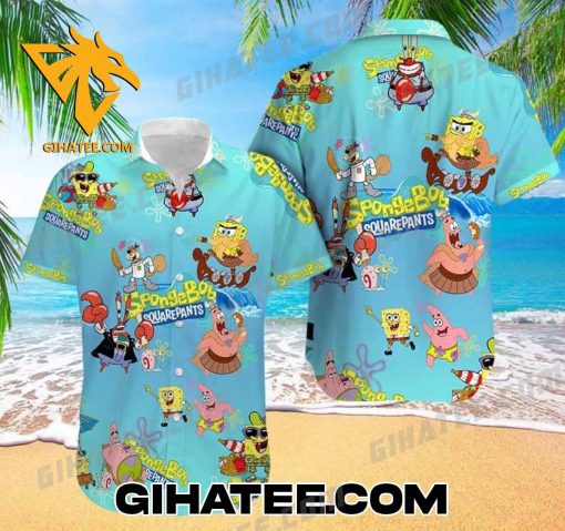 SpongeBob SquarePants Characters Summer Beach Hawaiian Shirts And Shorts Matching