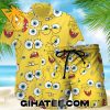 Spongebob Cosplay Hawaiian Shirt And Shorts Set Yellow Color