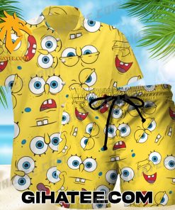 Spongebob Cosplay Hawaiian Shirt And Shorts Set Yellow Color