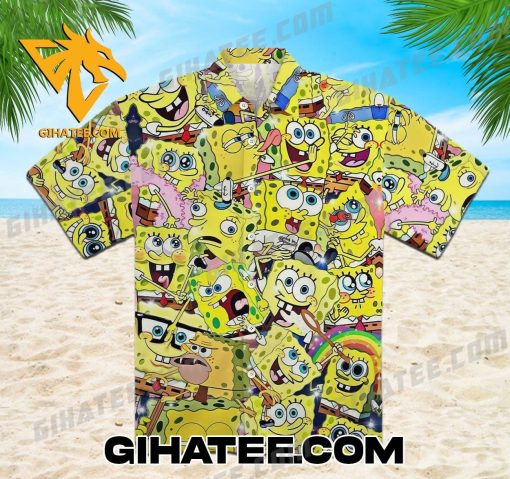 Spongebob Emotion Hawaiian Shirt And Shorts Combo Gift For SpongeBob SquarePants Fans