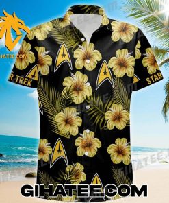 Star Trek Hibiscus Flower Yellow Hawaiian Shirt And Shorts Combo