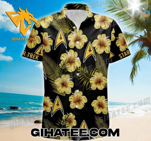 Star Trek Hibiscus Flower Yellow Hawaiian Shirt And Shorts Combo