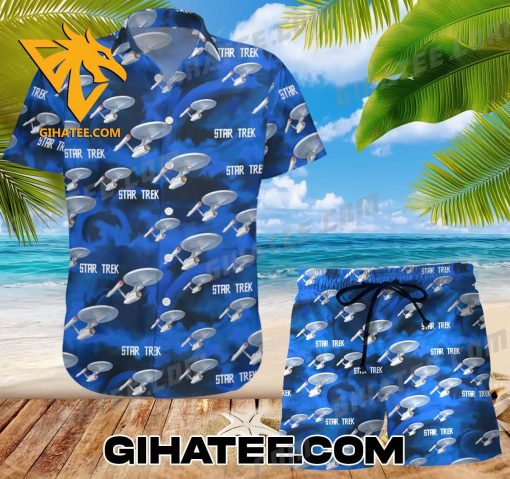 Star Trek Ship Pattern Hawaiian Shirt And Beach Shorts