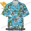 T-Rex Surfing Dinosaur Hawaiian Shirt And Shorts Set